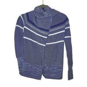 Ivivva Feeling Toasty Cardigan Wrap Sweater Girls 7 Blue Long Sleeve Lululemon